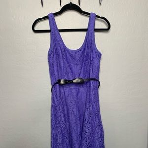 Lavender belted lace dress for Spring/Summer